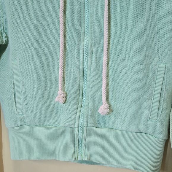 American Eagle AE Sun Set Zip Up Hoodie Green Cropped Feels Seriously Lived In - Picture 6 of 15